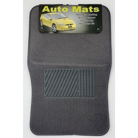 Car Dealer Depot 4 Pc. Carpet Mat Set W/ Heel Pad - Charcoal 9203